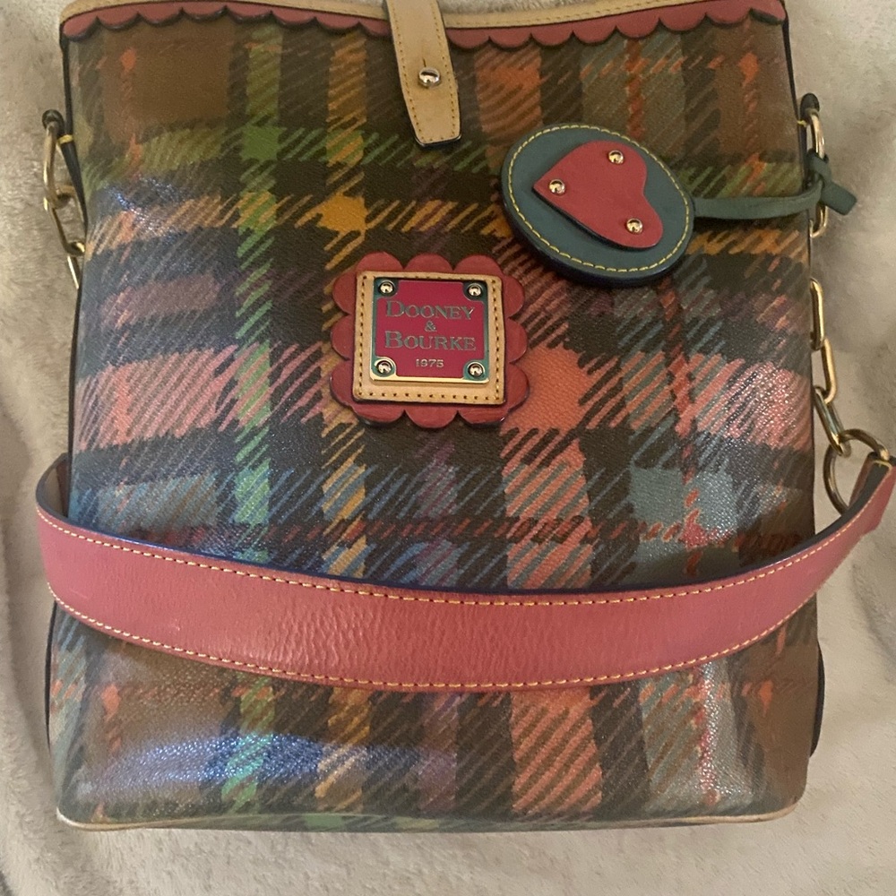 Dooney & Bourke Colorful Bucket Style Plaid Shoulder Bag (see description 1st)